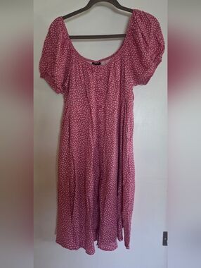torrid Pink Leopard Print Puff Sleeve Casual Dress
